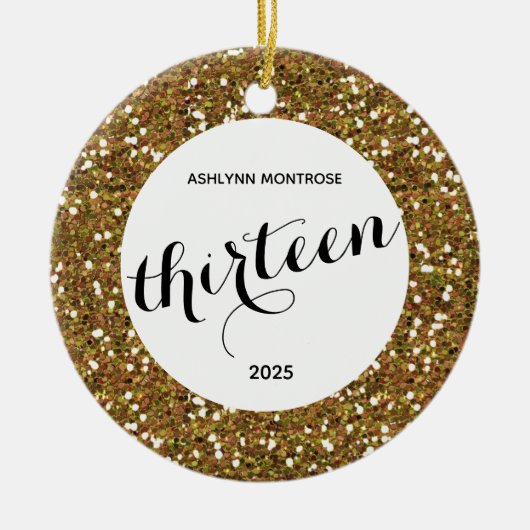 Glitter 13e verjaardag op maat keramisch ornament (Voorkant)