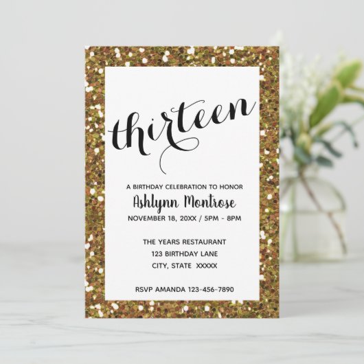 Glitter 13th Birthday Kaart (Staand voorkant)