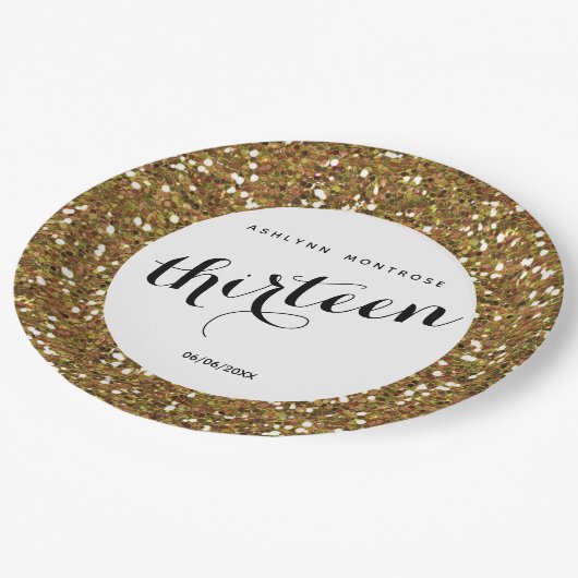 Glitter 13th Birthday Papieren Bordje (Gekanteld)
