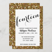 Glitter 14e verjaardag kaart (Voorkant / Achterkant)