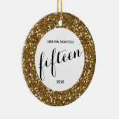 Glitter 15e verjaardag op maat keramisch ornament (Rechts)