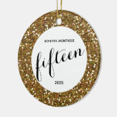 Glitter 15e verjaardag op maat keramisch ornament (Links)