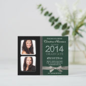 Glitter 2014 Diamond Glam Double Photo Afstuderen Kaart (Staand voorkant)