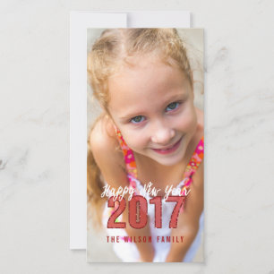 Glitter 2017   Happy New Year Holiday-fotokaart Feestdagenkaart