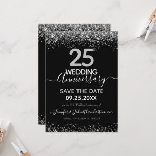 Glitter 25e trouwdag uitnodiging