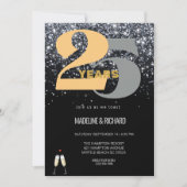 Glitter 25e Zilveren Jubileumviering Kaart (Voorkant)