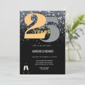 Glitter 25e Zilveren Jubileumviering Kaart (Staand voorkant)