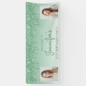 Glitter 2 foto 21st verjaardag groene druppel spandoek (Verticaal)