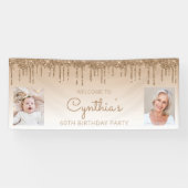 Glitter 2 foto 60th Birthday Gold Dripping Spandoek (Horizontaal)