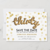 Glitter 30th Birthday Save the Date Kaart (Voorkant)