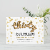 Glitter 30th Birthday Save the Date Kaart (Staand voorkant)