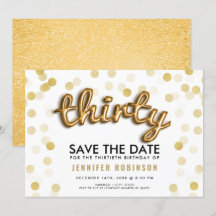 Glitter 30th Birthday Save the Date