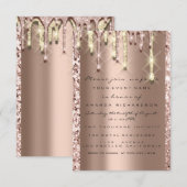 Glitter 3D Druppels Roze Bruids Sweet 16de Fonkele Kaart (Voorkant / Achterkant)