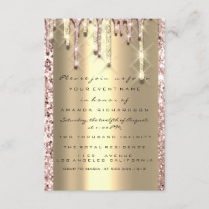 Glitter 3D Druppels Roze Bruids Sweet 16e Goud Kaart