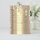 Glitter 3D Druppels Roze Bruiloft Sweet 16 Goud Kaart (Staand voorkant)