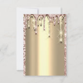 Glitter 3D Druppels Roze Bruiloft Sweet 16 Goud Kaart (Achterkant)