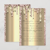 Glitter 3D Druppels Roze Bruiloft Sweet 16e Goud Kaart (Voorkant / Achterkant)