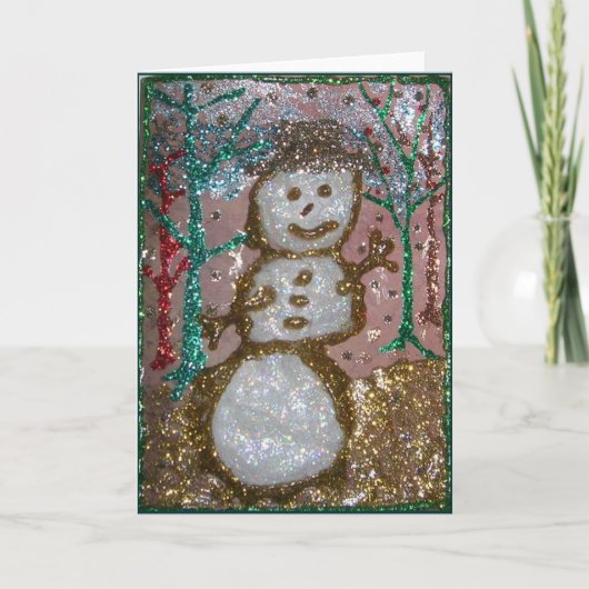 Glitter 3D Snowman Collage Feestdagen Kaart (Voorkant)