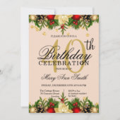 Glitter 40th Birthday Party (Gold & Blush Holiday) Kaart (Voorkant)