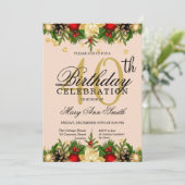 Glitter 40th Birthday Party (Gold & Blush Holiday) Kaart (Staand voorkant)