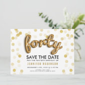 Glitter 40th Birthday Save the Date Kaart (Staand voorkant)