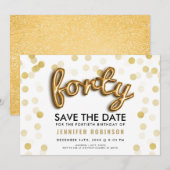 Glitter 40th Birthday Save the Date Kaart (Voorkant / Achterkant)