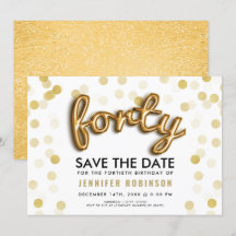 Glitter 40th Birthday Save the Date