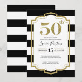 Glitter 50e verjaardag van Gold Lijst en zwarte st Kaart (Voorkant / Achterkant)