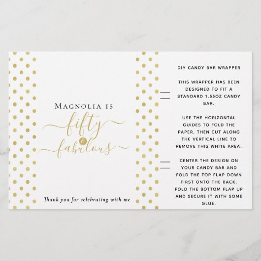 Glitter 50th Birthday Favor Snoep Bar Wrapper (Voorkant)