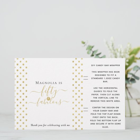 Glitter 50th Birthday Favor Snoep Bar Wrapper (Staand voorkant)