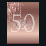 Glitter 50th Pink Birthday Party Poster<br><div class="desc">Welkom uw gasten met dit poster.</div>