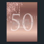 Glitter 50th Pink Birthday Party Poster<br><div class="desc">Welkom uw gasten met dit poster.</div>