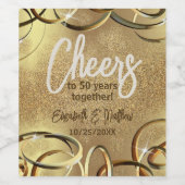 Glitter 50th Wedding Jubileum Wijn Etiket (Enkel label)