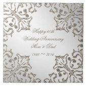 Glitter 60e Diamond Wedding Jubileum Tegel Tegeltje (Voorkant)