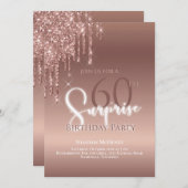 Glitter 60e verjaardag Glam Roze Witte Ombre Kaart (Voorkant / Achterkant)