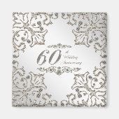 Glitter 60th Diamond Bruiloft Jubileum Magnet (Voorkant)