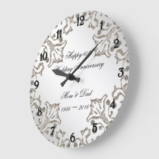 Glitter 60th Diamond Wedding Anniversary Clock Grote Klok (Hoek)
