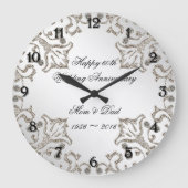Glitter 60th Diamond Wedding Anniversary Clock Grote Klok (Voorkant)