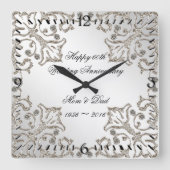 Glitter 60th Diamond Wedding Anniversary Clock Vierkante Klok (Voorkant)