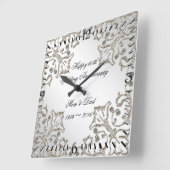 Glitter 60th Diamond Wedding Anniversary Clock Vierkante Klok (Hoek)
