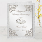Glitter 60th Diamond Wedding Jubileum 8.5x11 Kaart (Gele Bloem)