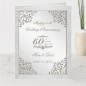 Glitter 60th Diamond Wedding Jubileum 8.5x11 Kaart (Voorkant)