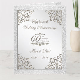 Glitter 60th Diamond Wedding Jubileum 8.5x11 Kaart