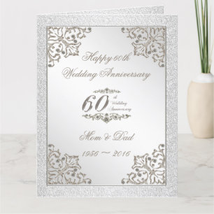 Glitter 60th Diamond Wedding Jubileum 8.5X11 Kaart