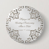 Glitter 60th Diamond Wedding Jubileum Button (Voorkant)