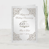 Glitter 60th Diamond Wedding Jubileum Card Kaart (Voorkant)