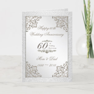 Glitter 60th Diamond Wedding Jubileum Card Kaart