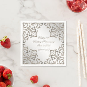 Glitter 60th Diamond Wedding Jubileum Napkins Servet