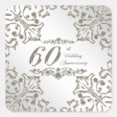 Glitter 60th Diamond Wedding Jubileum Sticker (Voorkant)