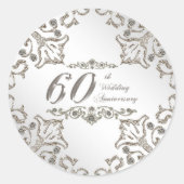 Glitter 60th Diamond Wedding Jubileum Sticker (Voorkant)